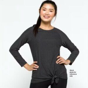 We Wander Long Sleeve Side Knot Tee Gray Size XL